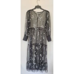 embroidered floral midi dress zara ZARA Floral Embroidered Midi Dress